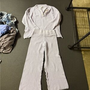 BUCKETLIST Lavender Knit Scoop Sweater & Wide-Leg Pants Set